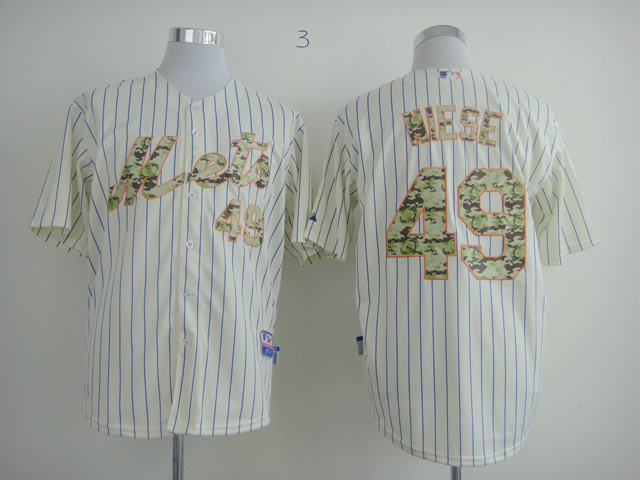 Men New York Mets #49 Hiese White Stripe MLB Jerseys